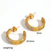 Wholesale Women's Geometric Cshaped Stainless Steel Diamondencrusted Earrings With Pvd Furnace Vacuum Real Gold Plating Light Luxury Style