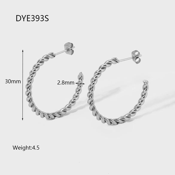 Wholesale Women's Geometric Cshaped Stainless Steel Earrings 14K Gold Plated