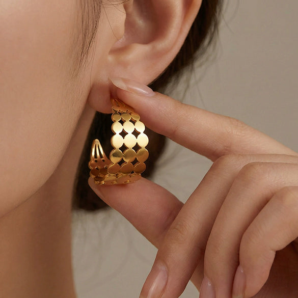 Wholesale Women's Geometric Cshaped Stainless Steel Electroplated Earrings Niche Design