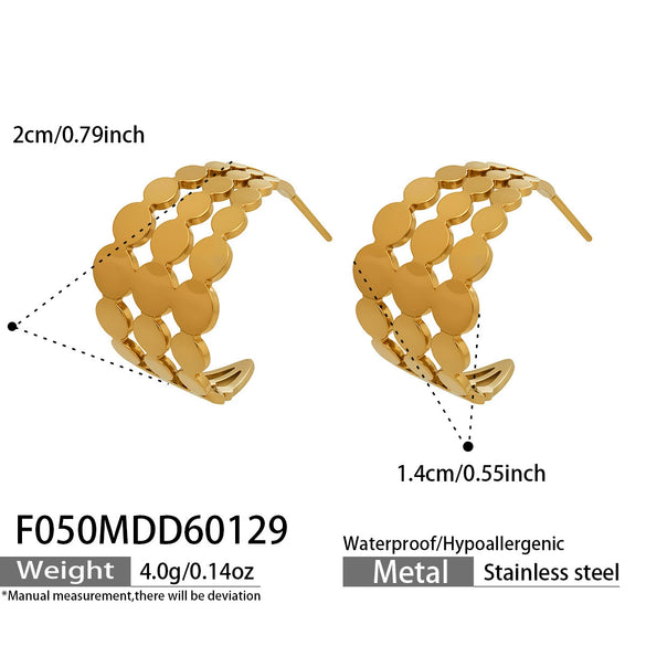 Wholesale Women's Geometric Cshaped Stainless Steel Electroplated Earrings Niche Design