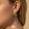 Wholesale Women's Geometric Cshaped Stainless Steel 18K Gold Plated Niche Design Earrings