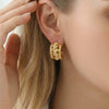 Wholesale Women's Geometric Cshaped Stainless Steel 18K Gold Plated Niche Design Earrings