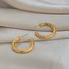 Wholesale Women's Geometric Cshaped Stainless Steel Vacuum Gold Plated Braided Thread Earrings