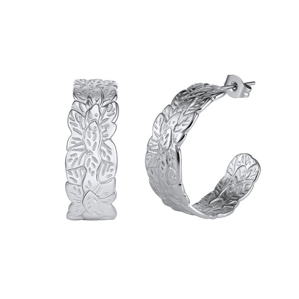 Wholesale Women's Geometric Cshaped Titanium Steel And Stainless Steel Earrings With Vacuum Real Gold Plating