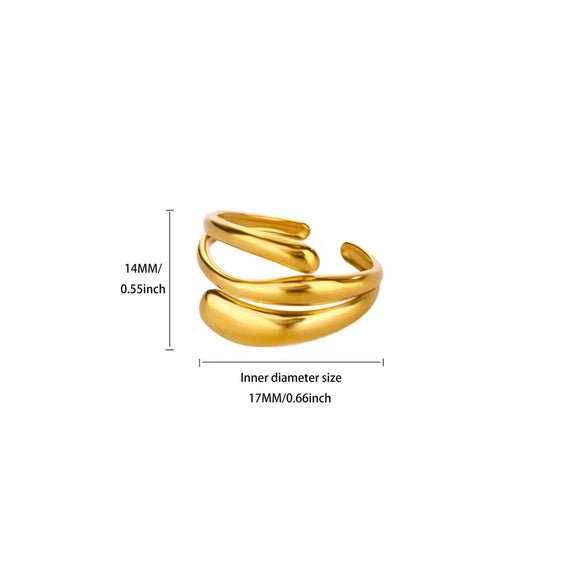 Wholesale Women's Geometric Cut Out Stainless Steel Goldplated Multilayer Open Titanium Steel Ring Electroplated