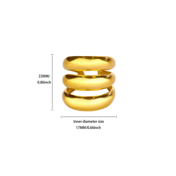 Wholesale Women's Geometric Cut Out Stainless Steel Goldplated Multilayer Open Titanium Steel Ring Electroplated