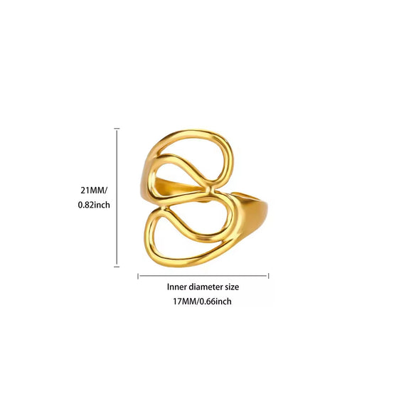 Wholesale Women's Geometric Cut Out Stainless Steel Goldplated Multilayer Open Titanium Steel Ring Electroplated