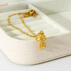 Wholesale Women's Geometric 3D Mushroom Pendant Titanium Steel Water Wave Chain Necklace 18K Gold Plated