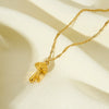 Wholesale Women's Geometric 3D Mushroom Pendant Titanium Steel Water Wave Chain Necklace 18K Gold Plated
