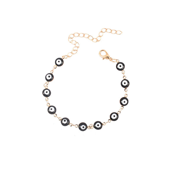 Wholesale Women's Geometric Devil's Eye Necklace Bracelet Anklet Combination Made Of Alloy With Electroplating Treatment And Bamboo Chain