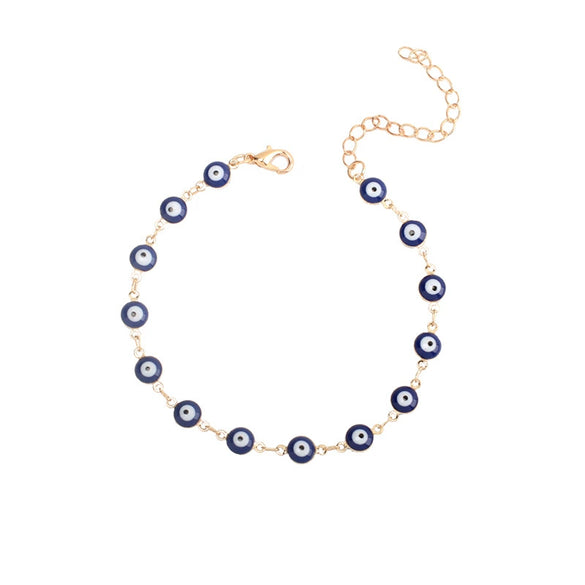 Wholesale Women's Geometric Devil's Eye Necklace Bracelet Anklet Combination Made Of Alloy With Electroplating Treatment And Bamboo Chain