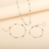 Wholesale Women's Geometric Devil's Eye Necklace Bracelet Anklet Combination Made Of Alloy With Electroplating Treatment And Bamboo Chain