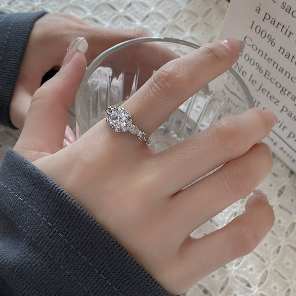 Wholesale Women's Geometric Diamond Copper Ring With Adjustable Opening