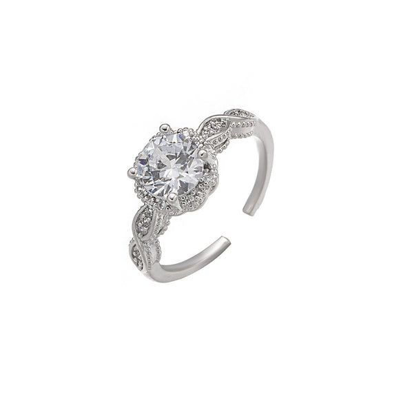 Wholesale Women's Geometric Diamond Copper Ring With Adjustable Opening