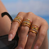 Wholesale Women's Geometric Diamond Index Finger Ring Made Of Stainless Steel And Zircon With 18K Gold Electroplating