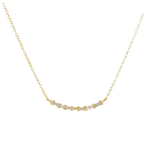 Wholesale Women's Geometric Diamond Rectangular Zircon Smile Pendant Necklace With Cross Chain In 925 Sterling Silver