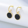 Wholesale Women's Geometric Diamond Round Black Onyx Sterling Silver 925 Silver Earrings