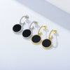Wholesale Women's Geometric Diamond Round Black Onyx Sterling Silver 925 Silver Earrings