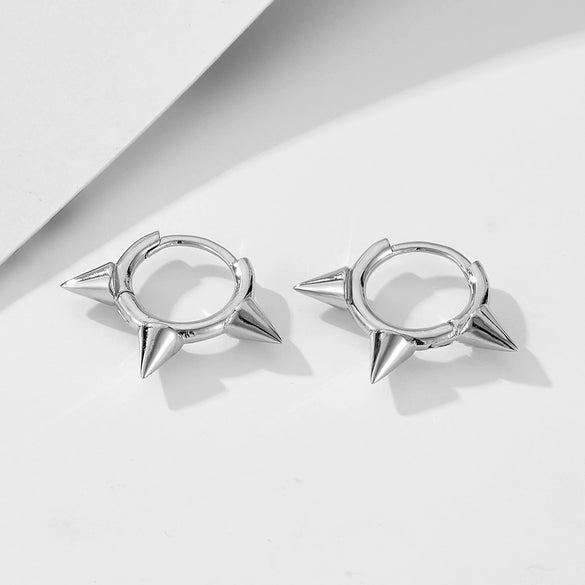 Wholesale Women's Geometric Diamond S925 Sterling Silver Spiked Tapered Ear Buckle Earrings