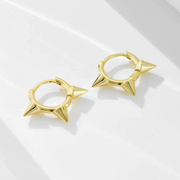 Wholesale Women's Geometric Diamond S925 Sterling Silver Spiked Tapered Ear Buckle Earrings