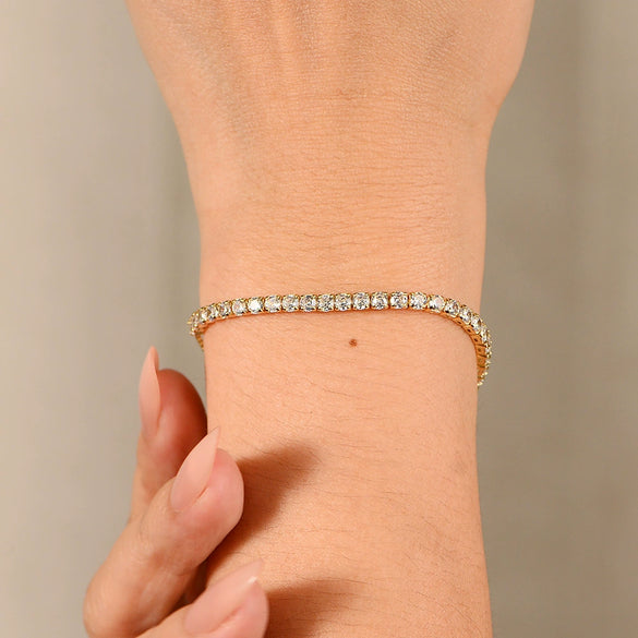 Wholesale Women's Geometric Diamond S925 Sterling Silver Telescopic Adjustable Tennis Bracelet Hand Jewelry