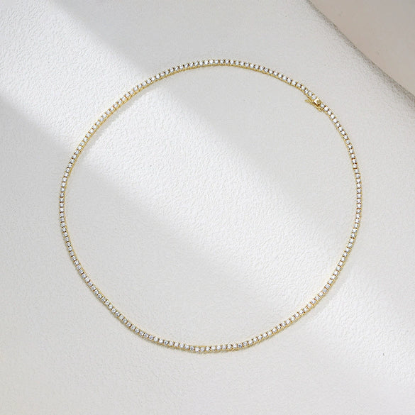 Wholesale Women's Geometric Diamond S925 Sterling Silver Tennis Chain Necklace
