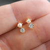 Wholesale Women's Geometric Diamond Set Natural Pearl S925 Sterling Silver Earrings