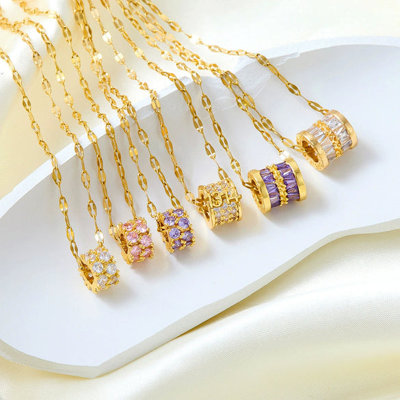 Wholesale Women's Geometric Diamond Stainless Steel Lip Chain Necklace