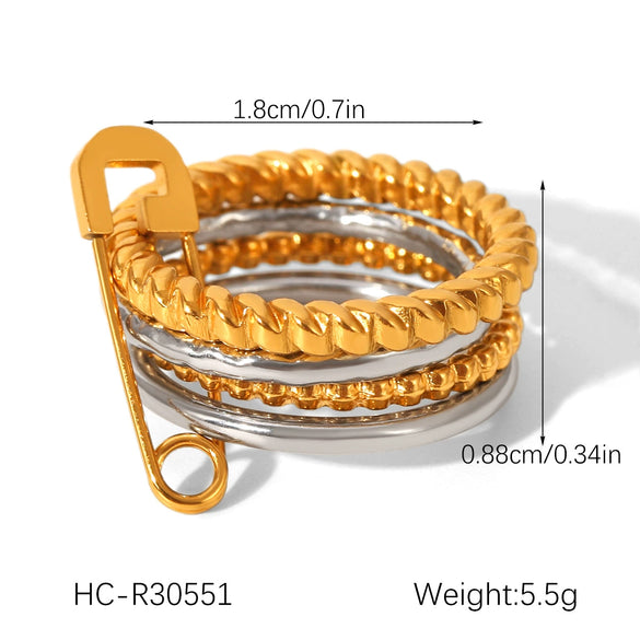 Wholesale Women's Geometric Diamond Stainless Steel Stacking Rings Highend Style