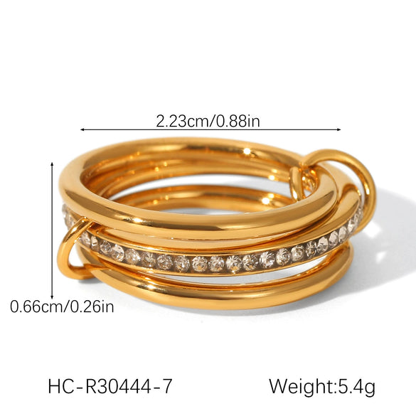 Wholesale Women's Geometric Diamond Stainless Steel Stacking Rings Highend Style