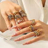 Wholesale Women's Geometric Diamond Stainless Steel Stacking Rings Highend Style
