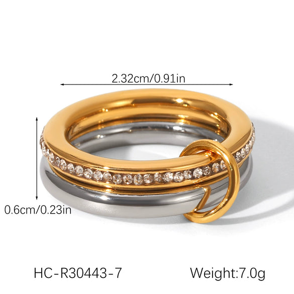 Wholesale Women's Geometric Diamond Stainless Steel Stacking Rings Highend Style