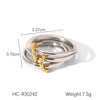 Wholesale Women's Geometric Diamond Stainless Steel Stacking Rings Highend Style