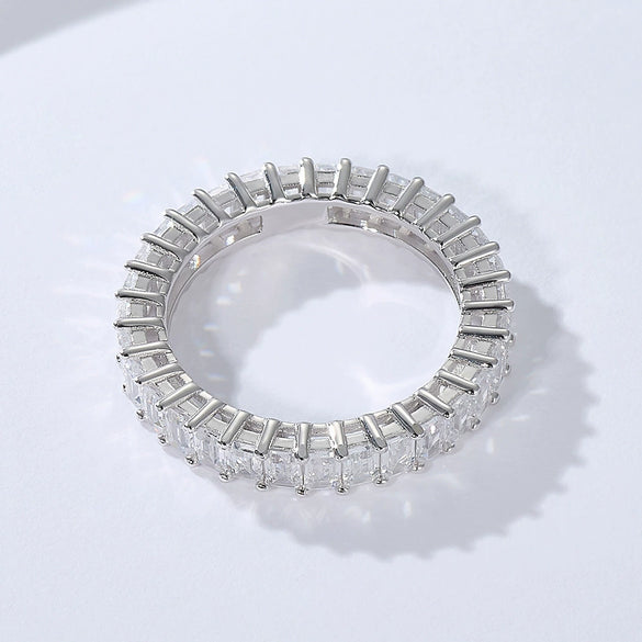 Wholesale Women's Geometric Diamond Sterling Silver S925 Rectangular Ring