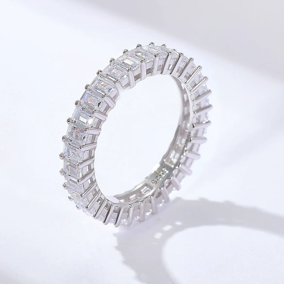 Wholesale Women's Geometric Diamond Sterling Silver S925 Rectangular Ring