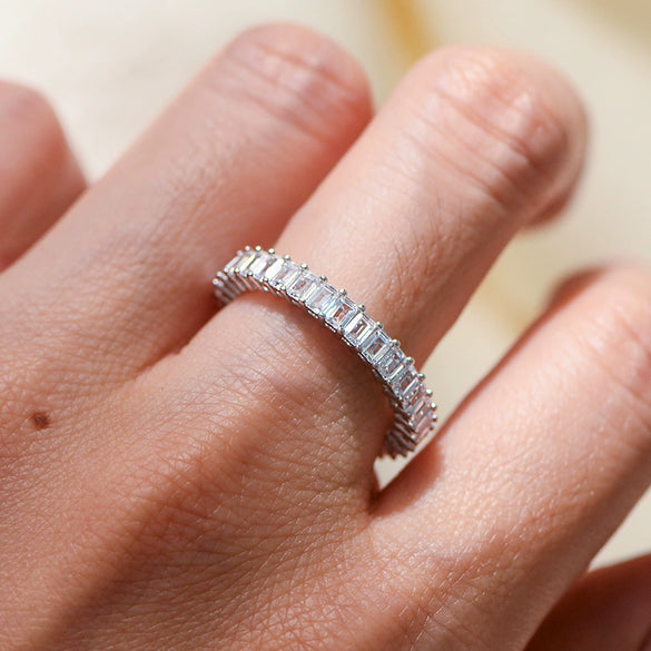 Wholesale Women's Geometric Diamond Sterling Silver S925 Rectangular Ring