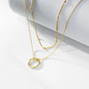 Wholesale Women's Geometric Diamond 925 Sterling Silver Satellite Chain Necklace Ring Stacked Clavicle Chain
