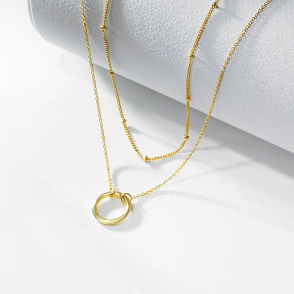 Wholesale Women's Geometric Diamond 925 Sterling Silver Satellite Chain Necklace Ring Stacked Clavicle Chain