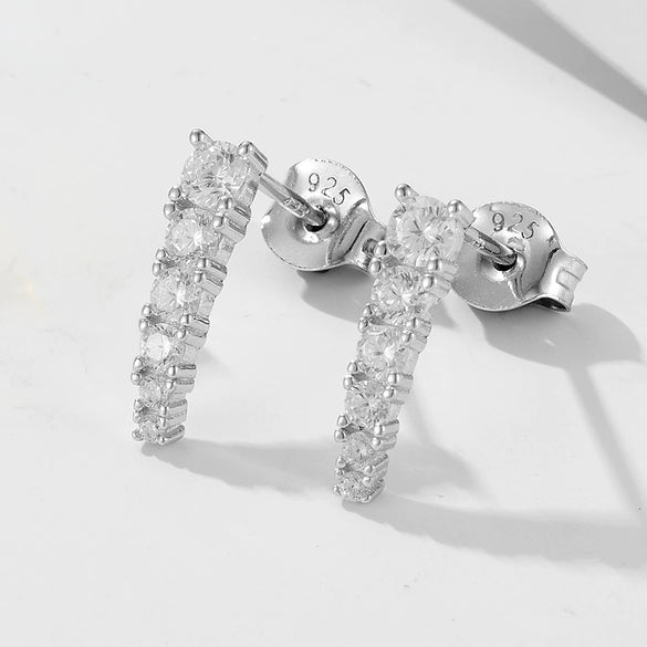 Wholesale Women's Geometric Diamond Style 925 Sterling Silver Earrings
