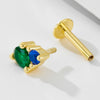 Wholesale Women's Geometric Diamond Style 925 Sterling Silver Flatbottomed Flatpushed Piercing Earrings With Colorful Zircon