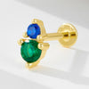 Wholesale Women's Geometric Diamond Style 925 Sterling Silver Flatbottomed Flatpushed Piercing Earrings With Colorful Zircon