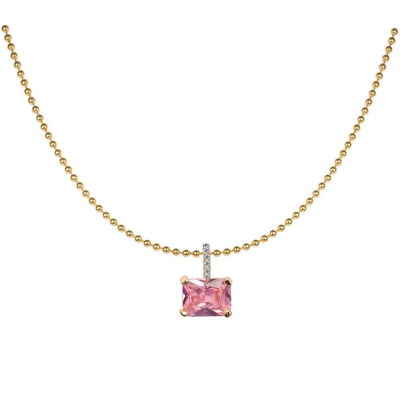 Wholesale Women's Geometric Diamond Titanium Steel Mixed Gem Inlay Colorpreserving Zircon Necklace Light Luxury Style