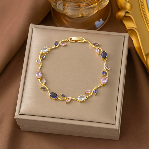 Wholesale Women's Geometric Diamondencrusted Copper Branch Bracelet Luxury Jewelry
