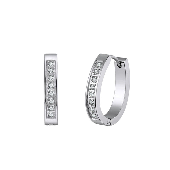 Wholesale Women's Geometric Diamondencrusted Ear Clips And Hoops In Stainless Steel With Vacuum Real Gold Plating