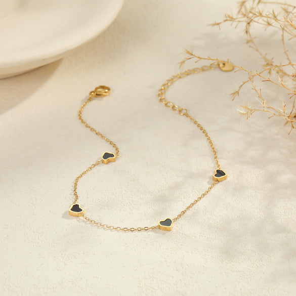 Wholesale Women's Geometric Diamondencrusted Hollow Heart 18K Gold Electroplated Stainless Steel Bracelet