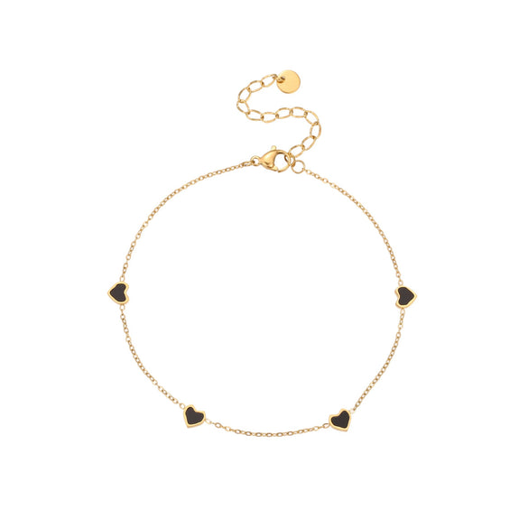 Wholesale Women's Geometric Diamondencrusted Hollow Heart 18K Gold Electroplated Stainless Steel Bracelet