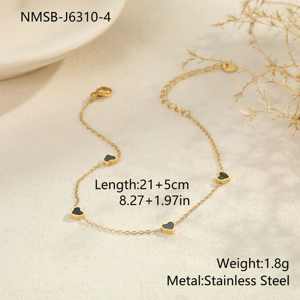 Wholesale Women's Geometric Diamondencrusted Hollow Heart 18K Gold Electroplated Stainless Steel Bracelet