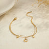 Wholesale Women's Geometric Diamondencrusted Hollow Heart 18K Gold Electroplated Stainless Steel Bracelet