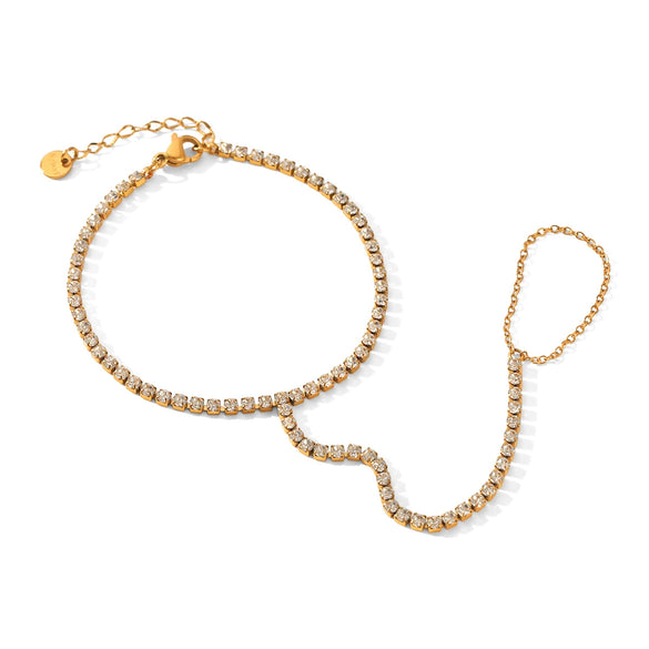Wholesale Women's Geometric Diamondencrusted Interlocking Bracelet 18K Stainless Steel Electroplated Jewelry