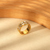 Wholesale Women's Geometric Diamondencrusted 18K Gold Plated Stainless Steel Ring Retro Jewelry Waterproof Hypoallergenic
